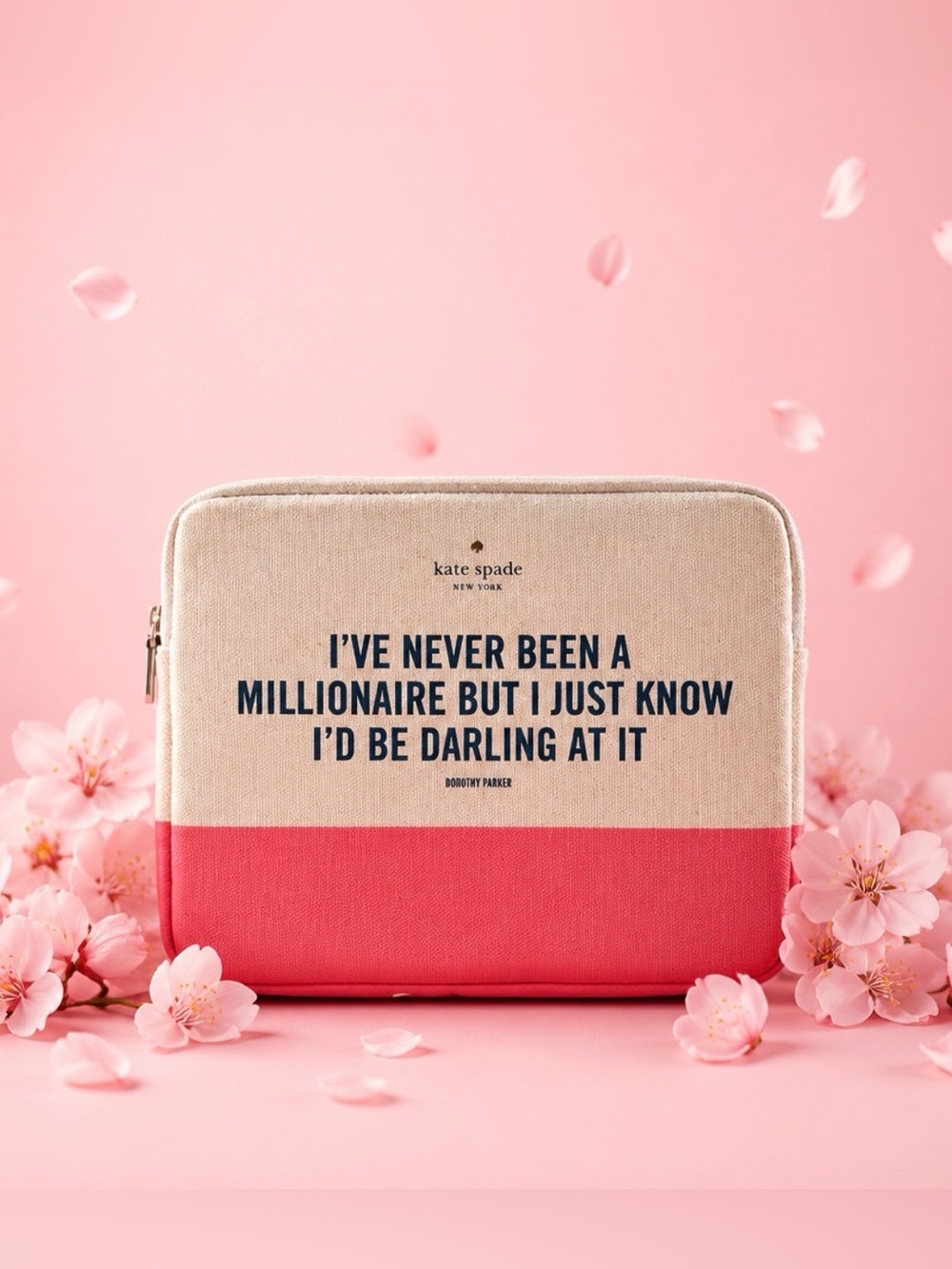 RARE kate spade Beige and Coral Millionaire iPad Sleeve Tablet Case
